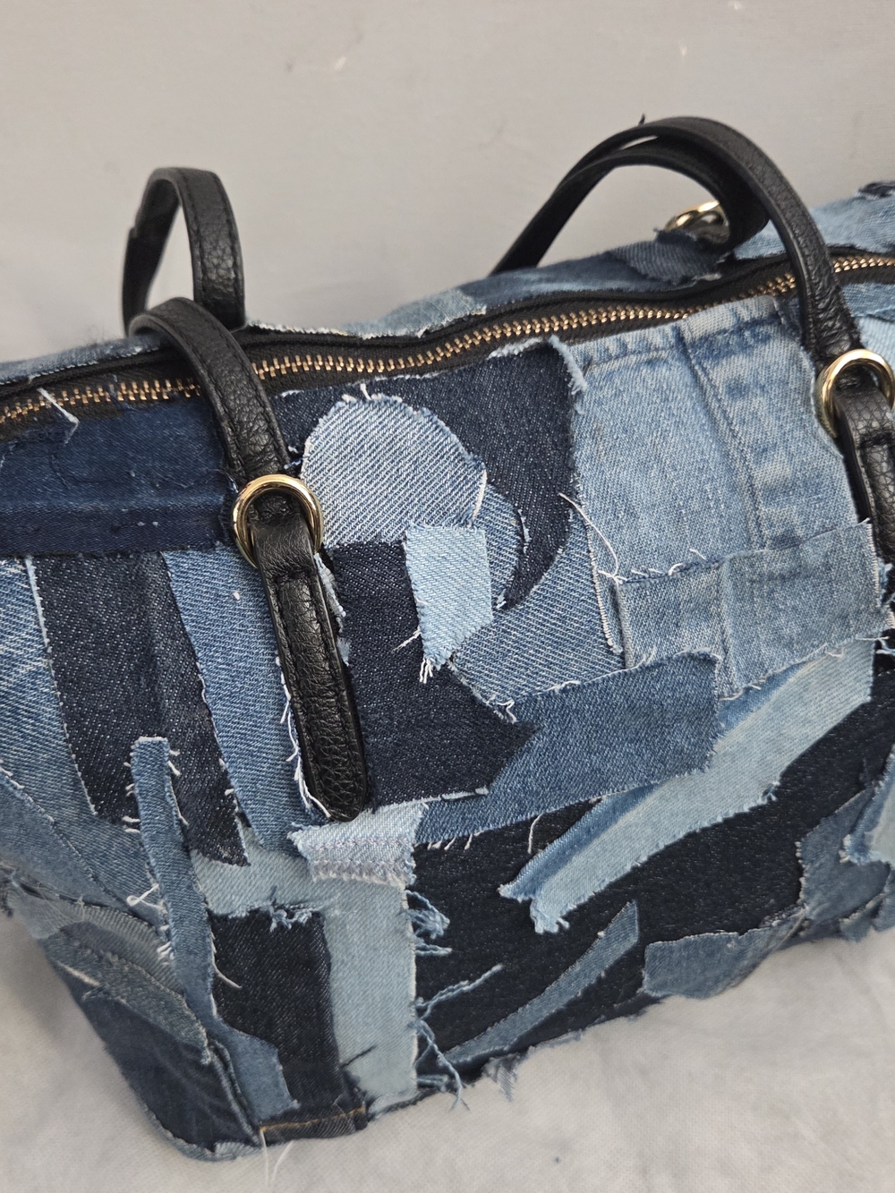 Patchwork Denim Tote Bag in Multi-Blue - Picture 2 of 7